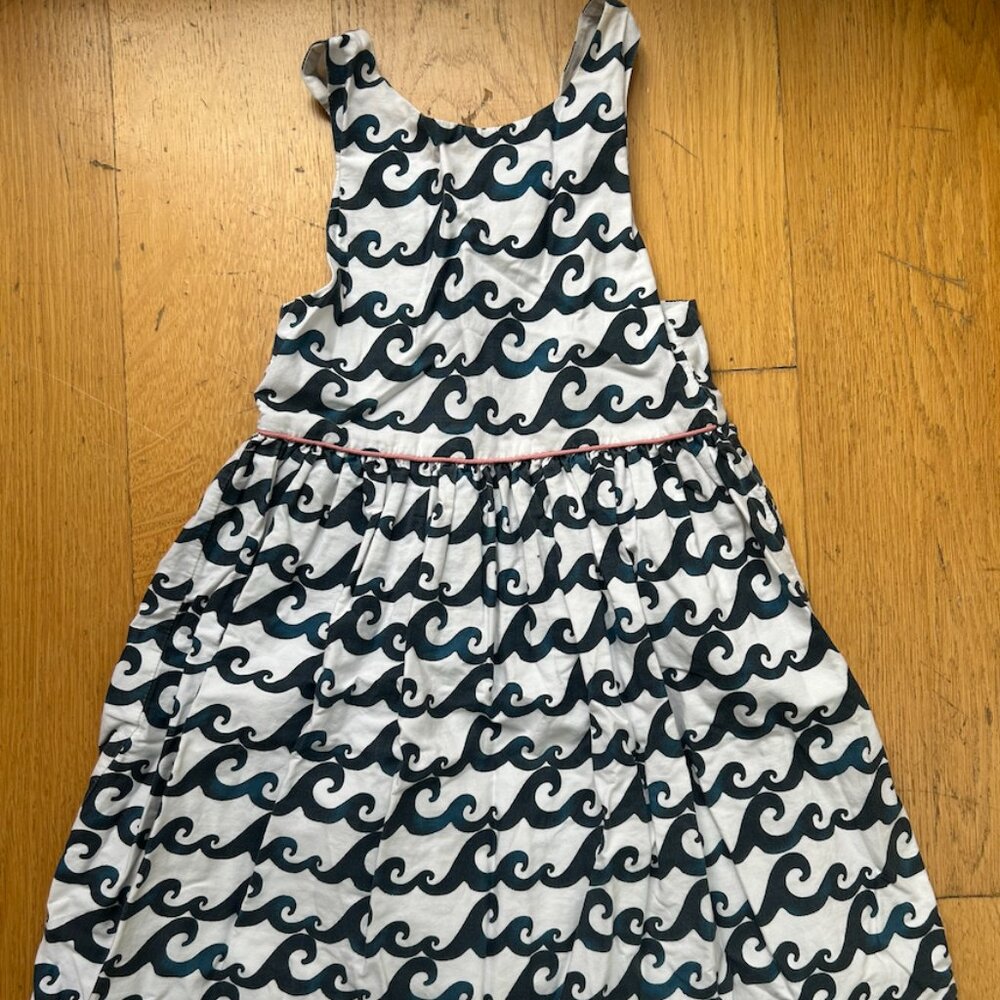 Petit Peony White and Blue Wave Criss Cross Dress